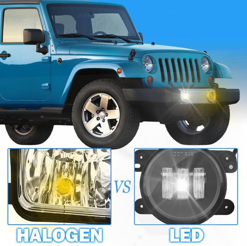 BOXLIGHT LED Fog Lights Assembly Compatible With Jeep Wrangler 2007-2018 DRL Front Bumper Driving Fog Lamp Kits Fog Light Driver & Passenger Side - Image 4